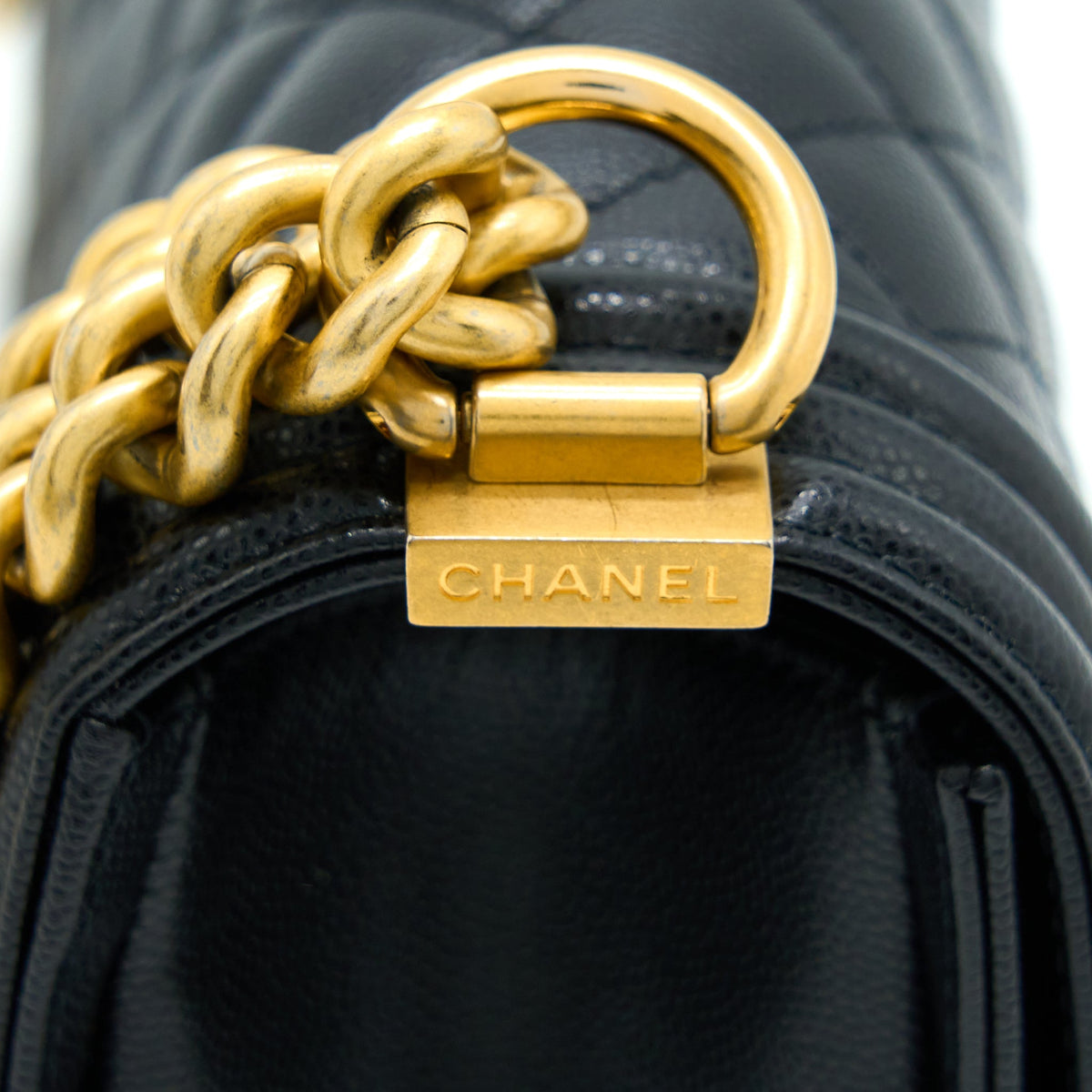 Chanel Medium Boy Bag Caviar Black Brushed GHW
