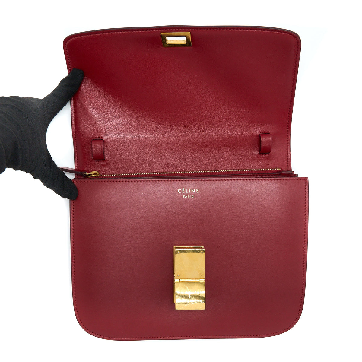 Celine Medium Classic Box Calfskin Red GHW