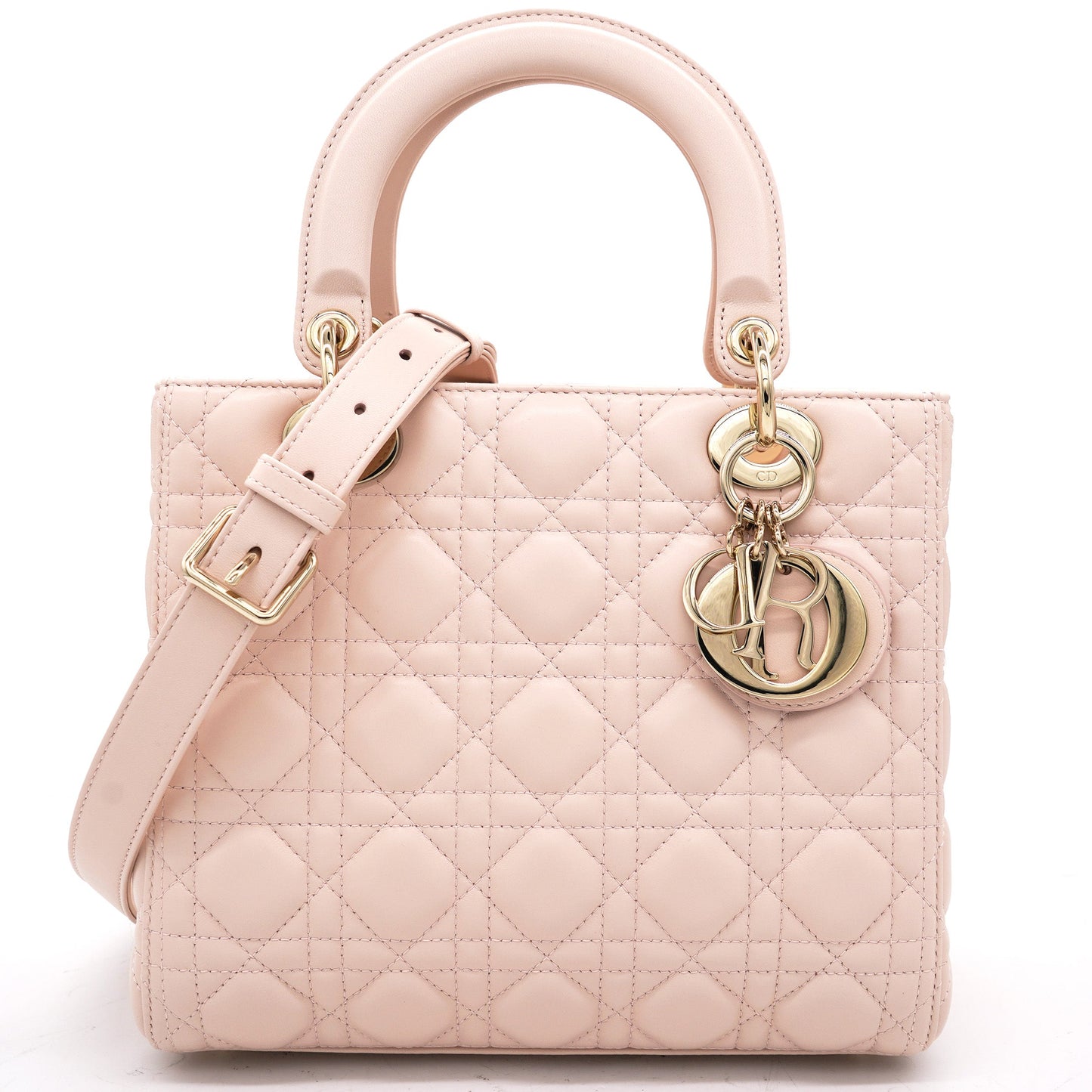 Dior Light Pink Cannage Leather Medium Lady Dior Tote 2018