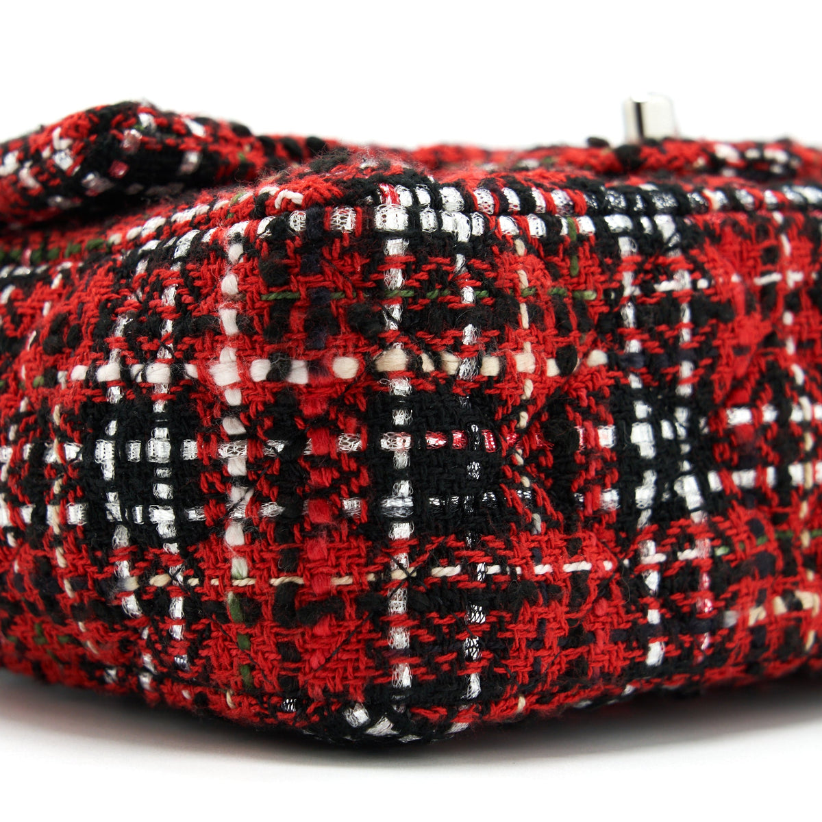 Chanel Mini Rectangular Flap Bag Tweed Red/ Black SHW