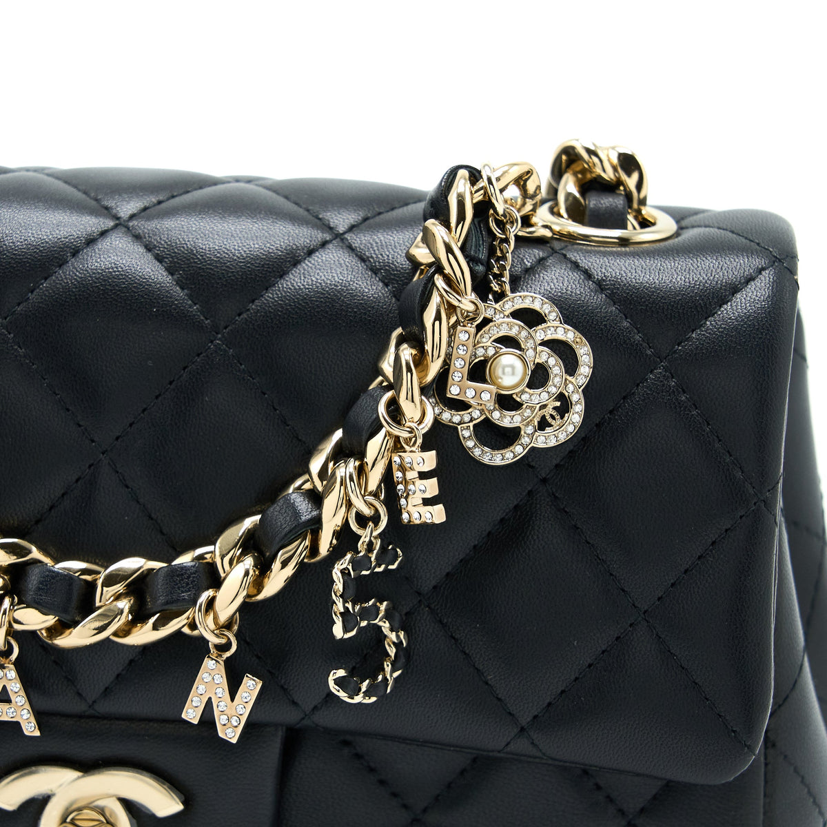 Chanel Mini Rectangular with Coco Bag Charm Limited Edition Lambskin Black LGHW
