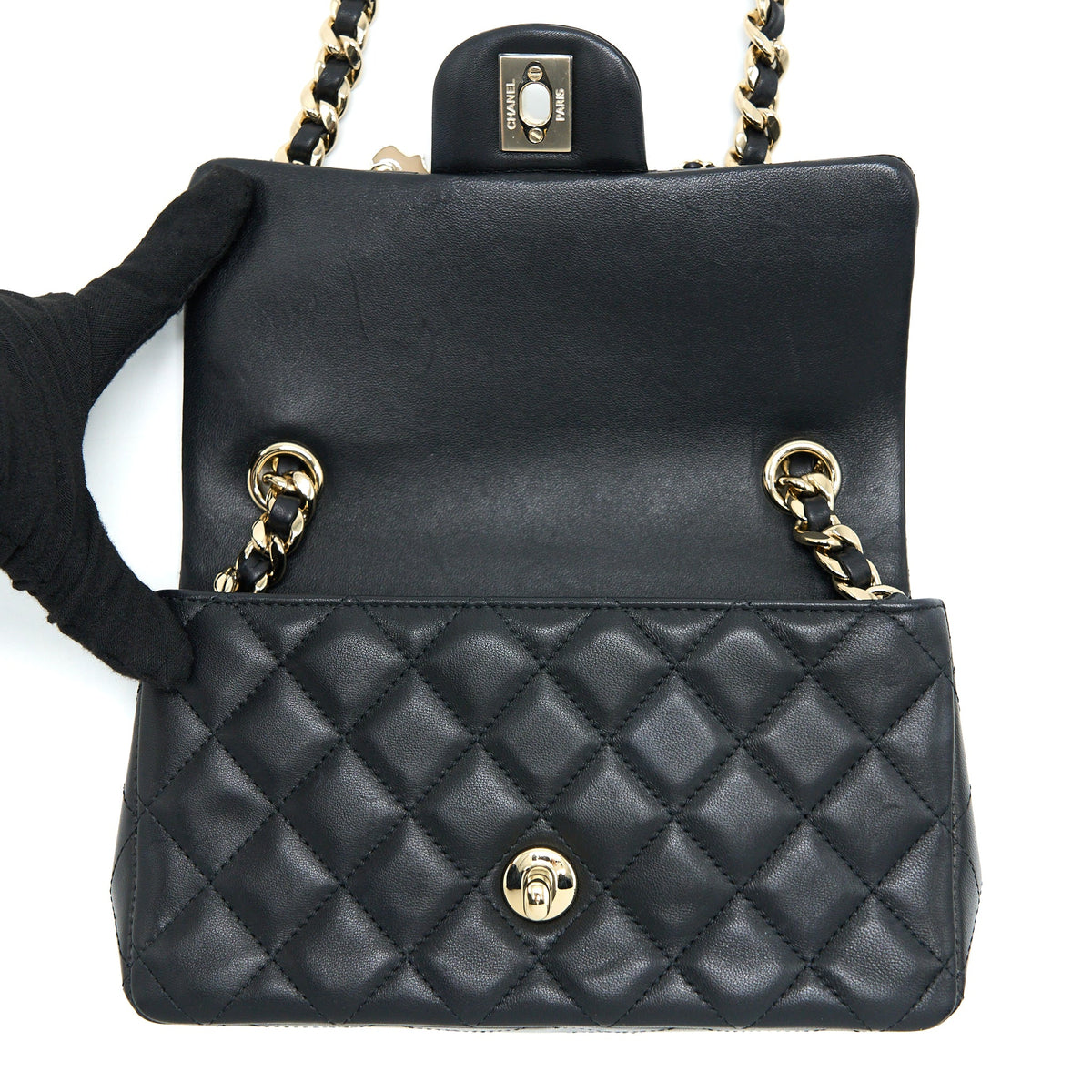 Chanel Mini Rectangular with Coco Bag Charm Limited Edition Lambskin Black LGHW