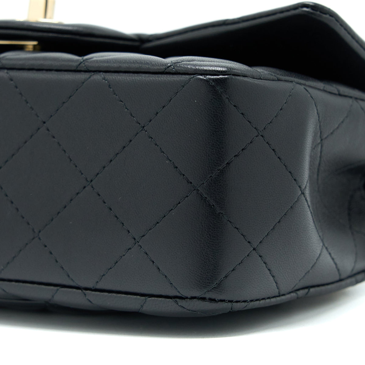 Chanel Top Handle Mini Rectangular Flap Bag Lambskin Black LGHW (Microchip)