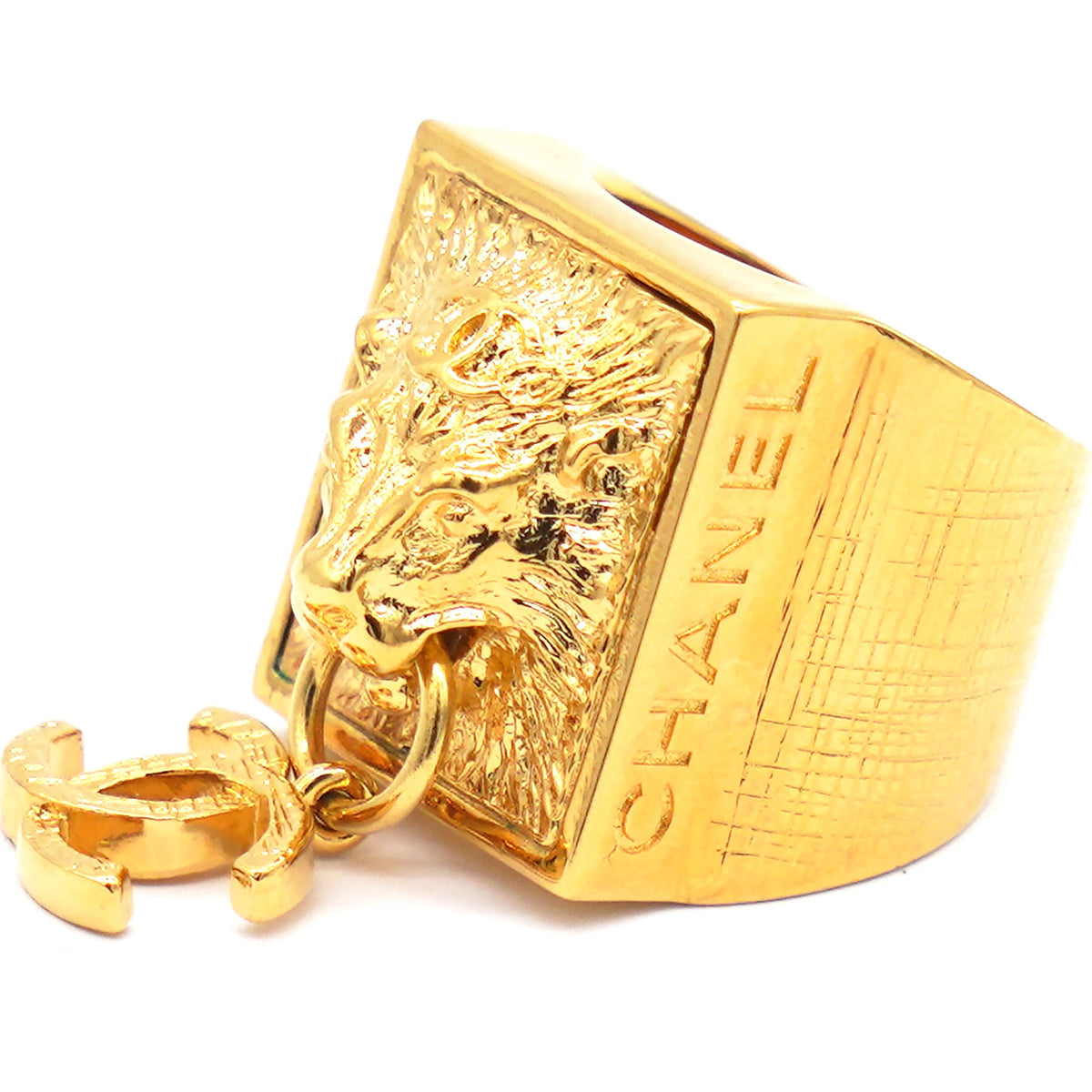 Chanel Lion Head CC Charm Cocktail Ring 52