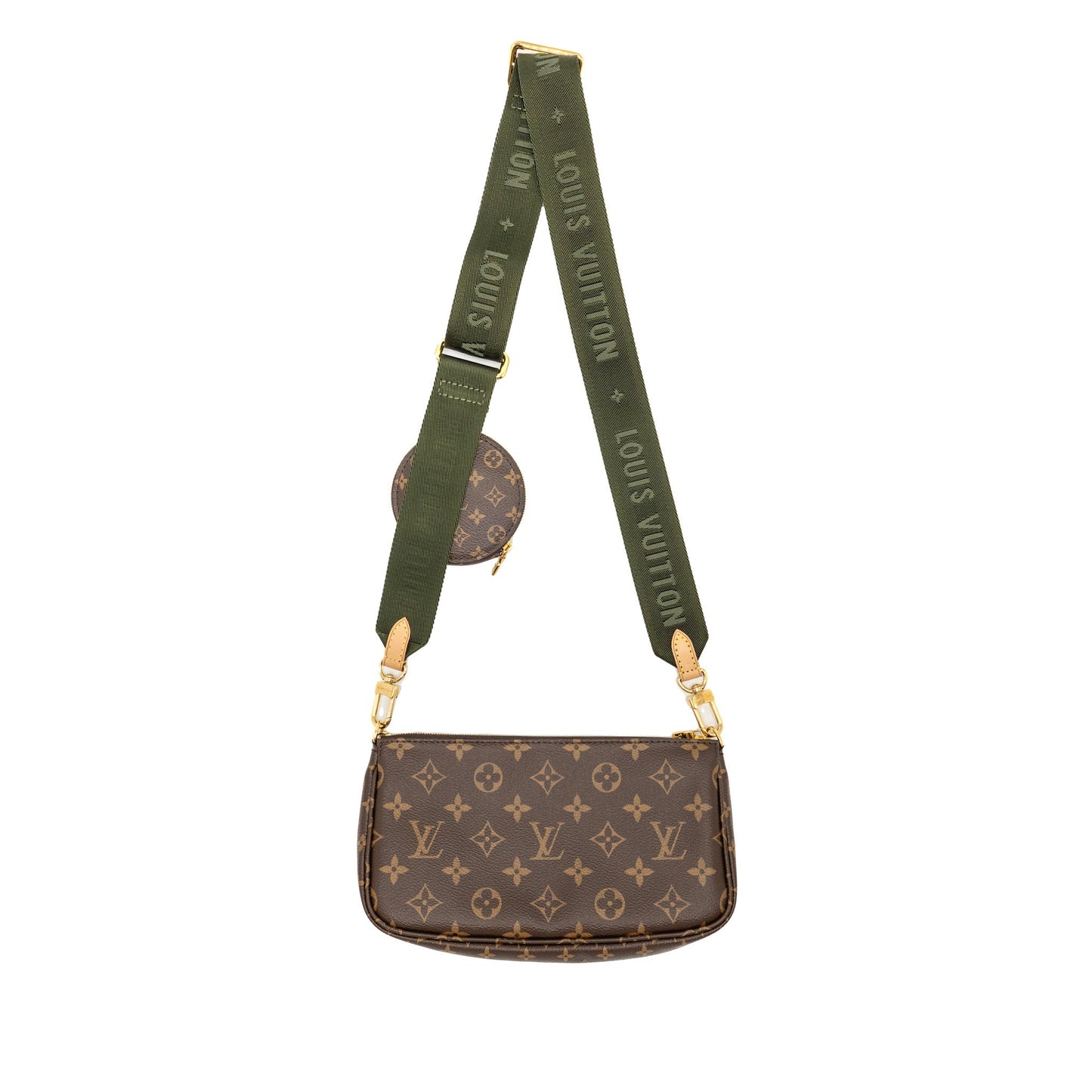 LOUIS VUITTON Multi Pochette Accessories Khaki Strap Monogram Canvas GHW