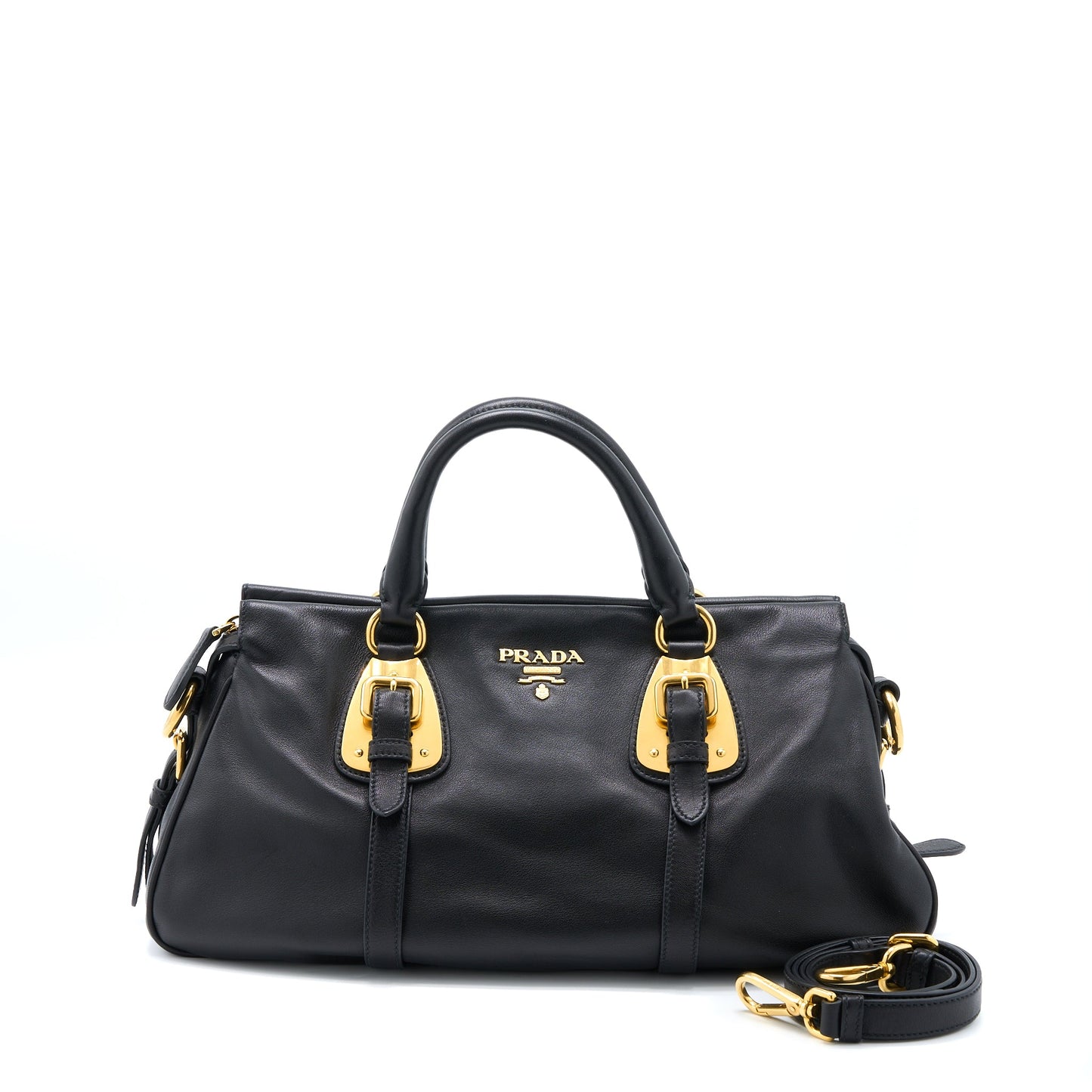 Prada Bauletto Tote Bag Soft Calfskin Black GHW