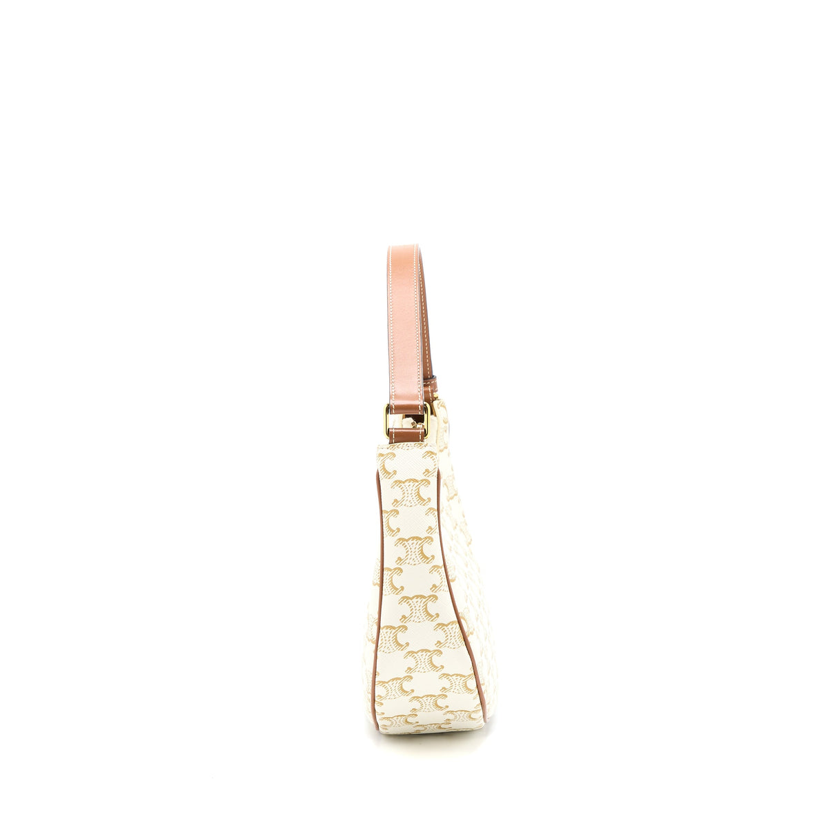 Celine Ava Bag In Triomphe Canvas And Calfskin White