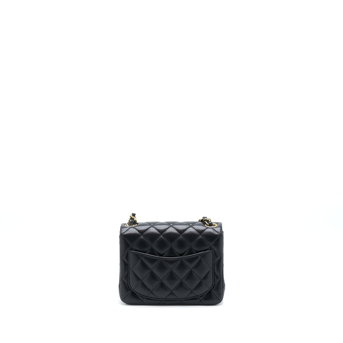 Chanel Mini Square Flap Bag Lambskin Black LGHW (Microchip)