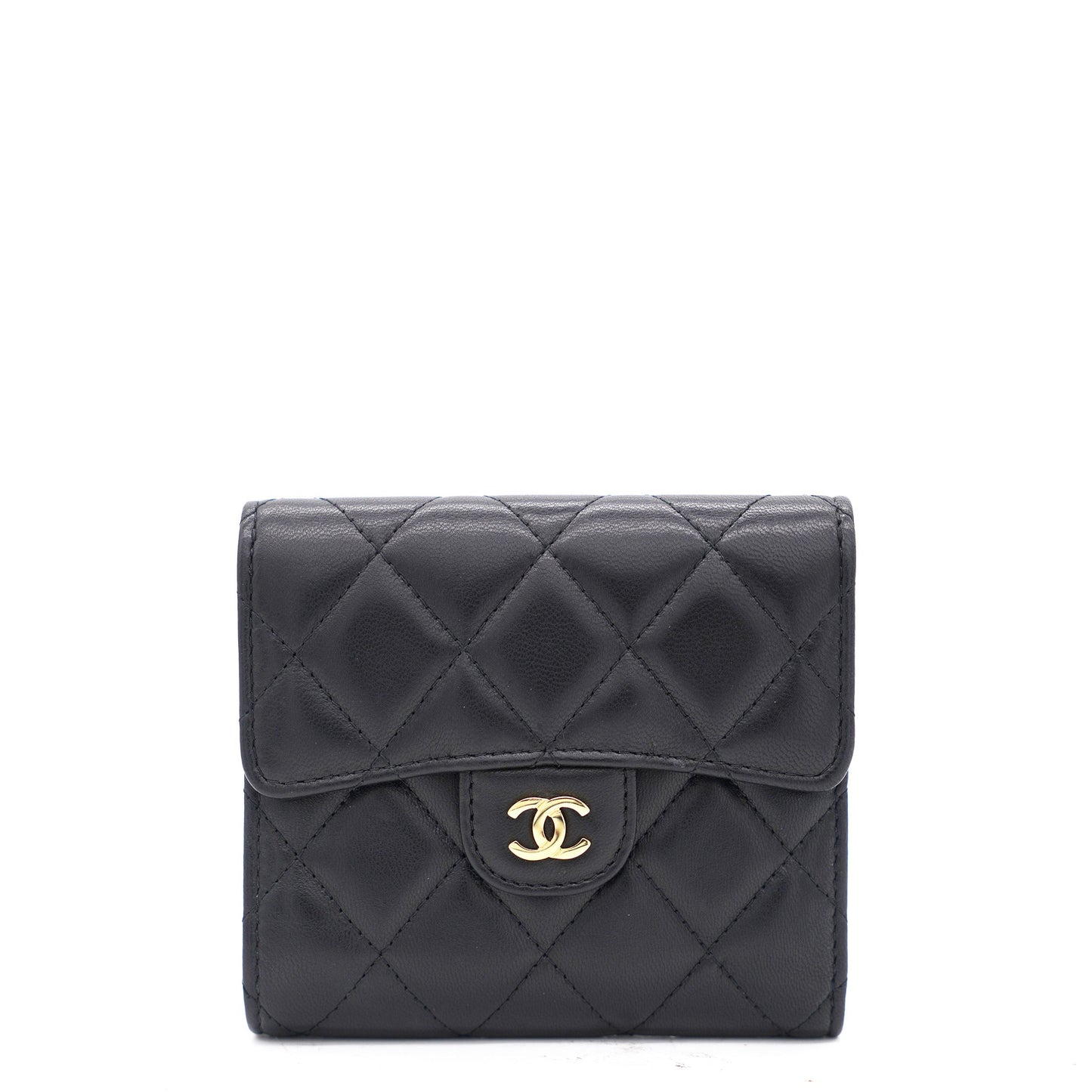 Chanel Black Quilted Leather CC Compact Wallet