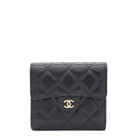Chanel Black Quilted Leather CC Compact Wallet