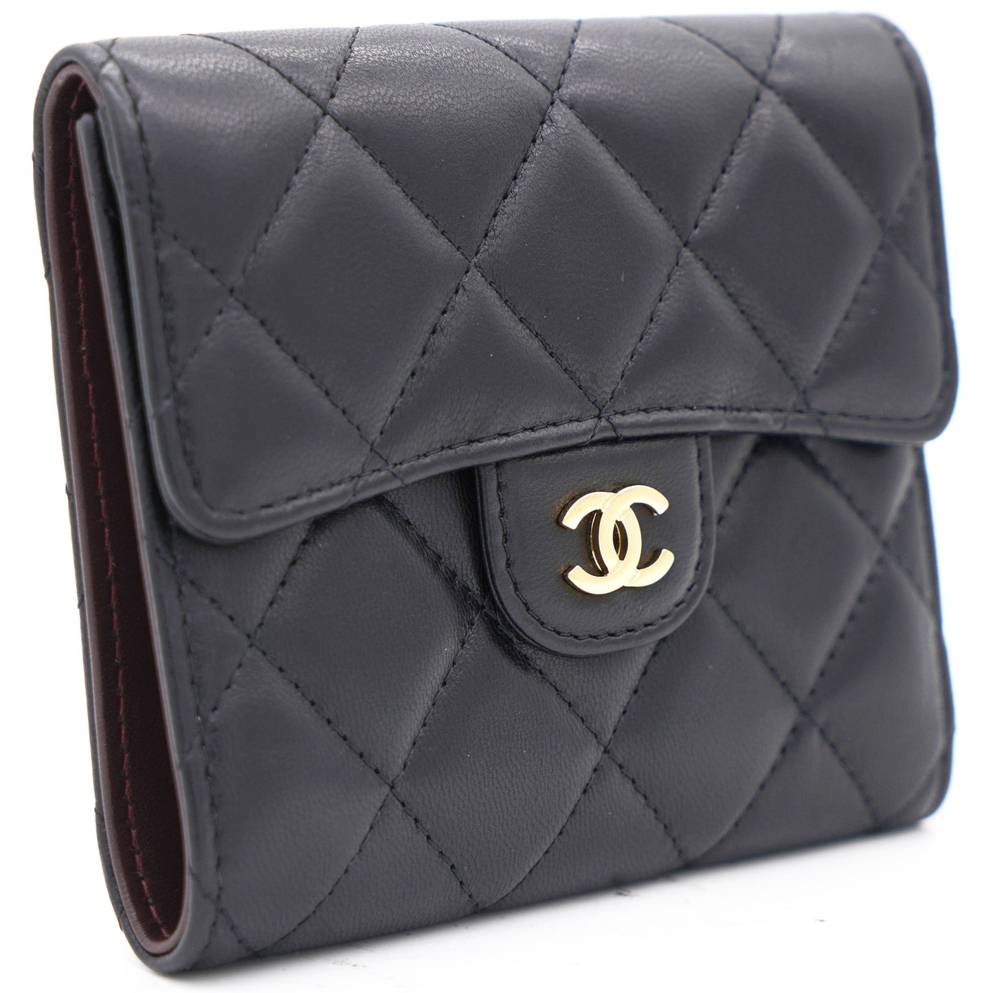 Chanel Black Quilted Leather CC Compact Wallet