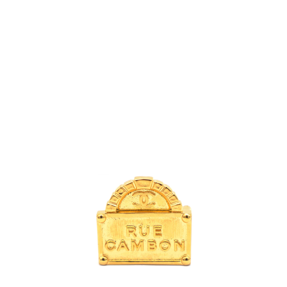 Chanel Rue Cambon Gold Dome Brooch