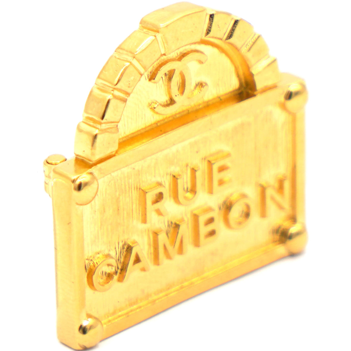 Chanel Rue Cambon Gold Dome Brooch
