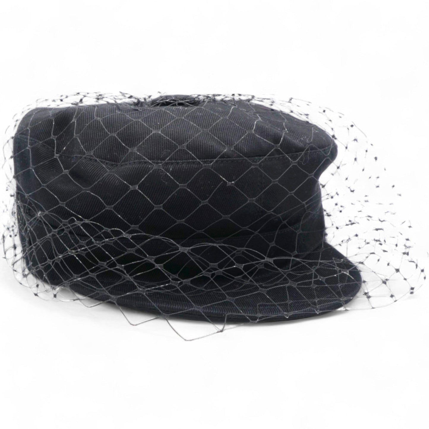 Dior Cotton Canvas Arty Cap with Veil Black Size57