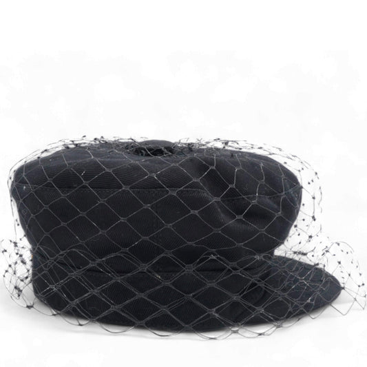 Dior Cotton Canvas Arty Cap with Veil Black Size57