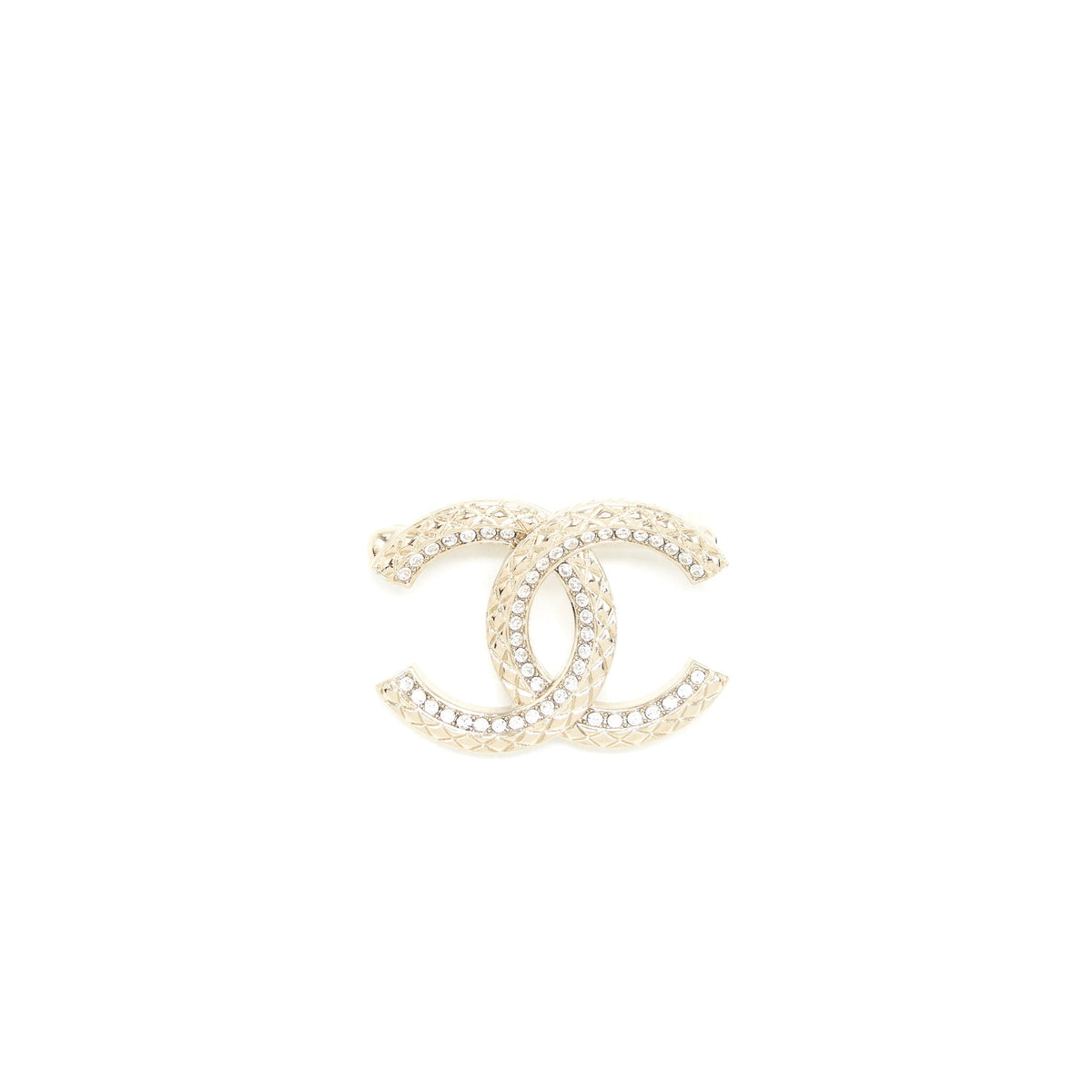 Chanel Small CC Logo Brooch Light Gold Tone