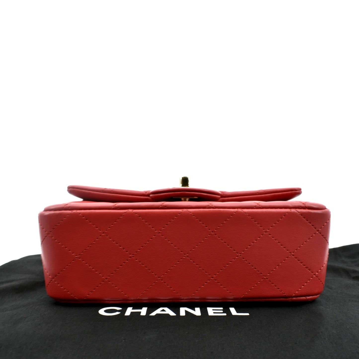 CHANEL Mini Top Handle Rectangular Flap Quilted Leather Crossbody Bag Red