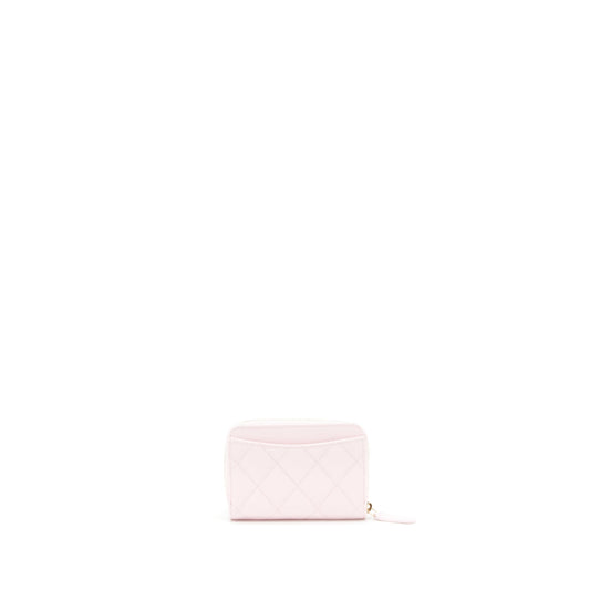 Chanel 22P Zip Card holder Caviar pink LGHW