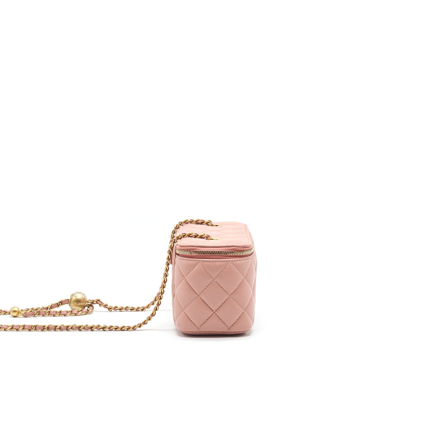 Chanel 21B pearl Crush rectangular Vanity with Chain Dark Pink