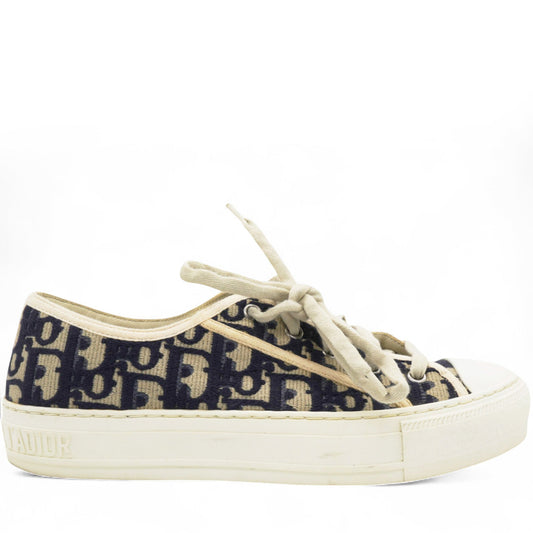 Dior Canvas Oblique Walk'N'Dior Low Top Sneakers Deep Blue Size37.5