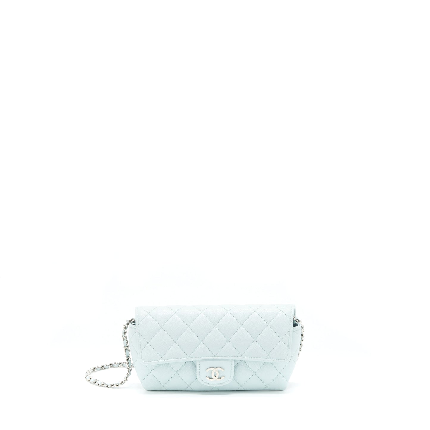 Chanel Glasses Case With Chain Caviar Light Blue SHW