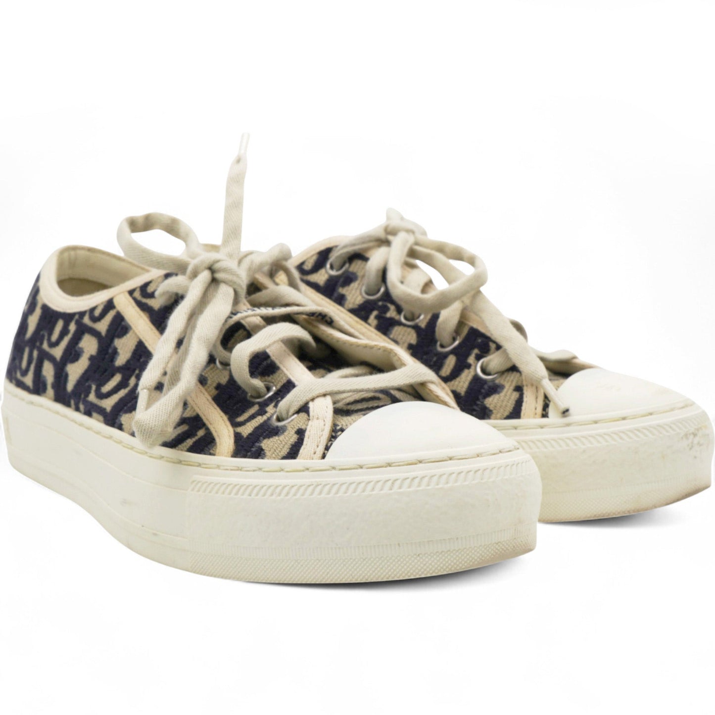 Dior Canvas Oblique Walk'N'Dior Low Top Sneakers Deep Blue Size37.5
