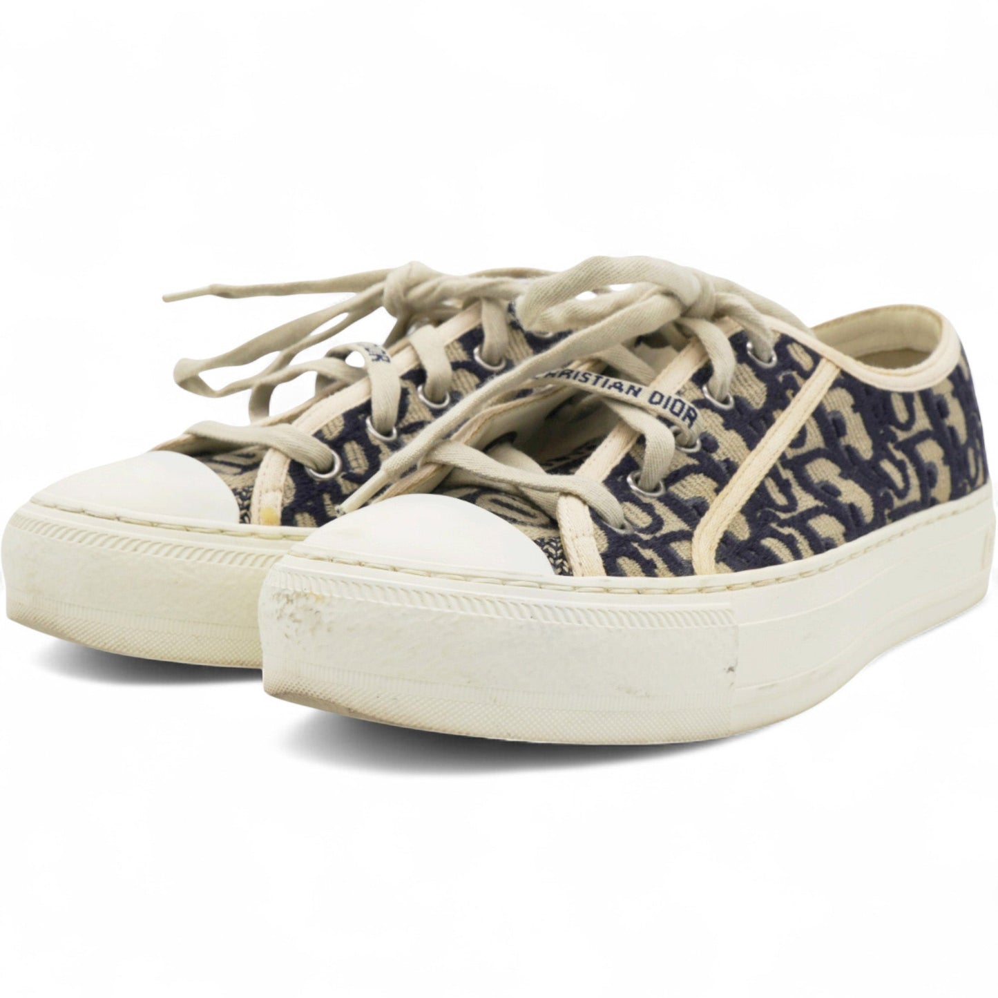 Dior Canvas Oblique Walk'N'Dior Low Top Sneakers Deep Blue Size37.5