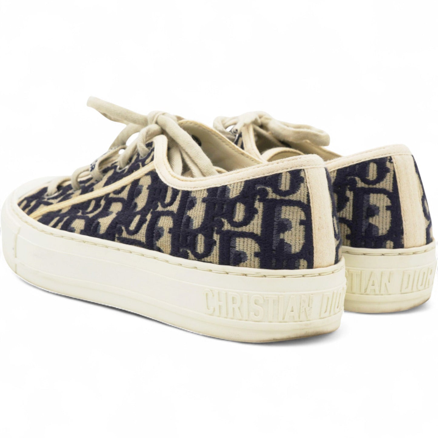 Dior Canvas Oblique Walk'N'Dior Low Top Sneakers Deep Blue Size37.5