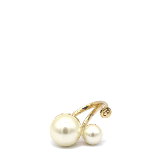 Dior Ultradior Faux Pearl Gold Tone Ring 53