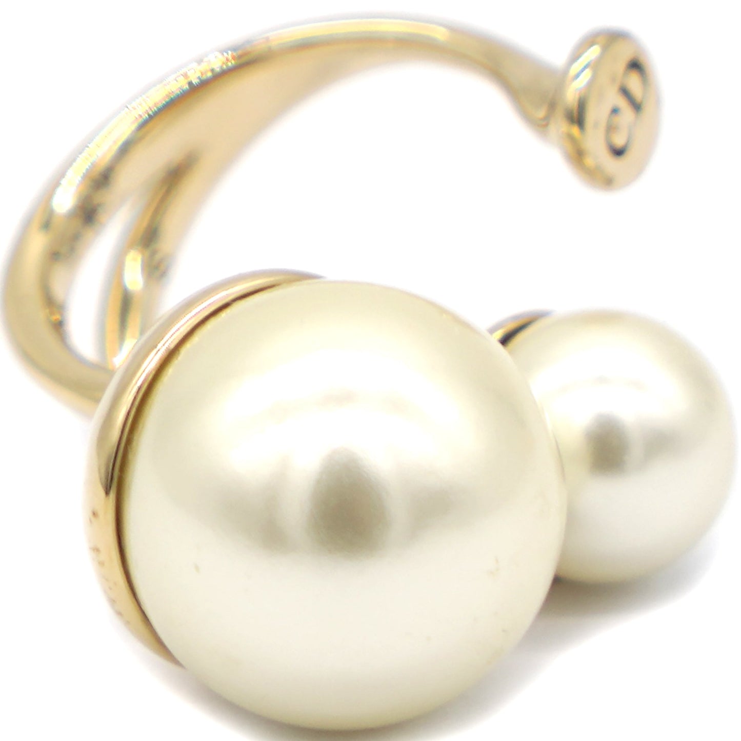 Dior Ultradior Faux Pearl Gold Tone Ring 53