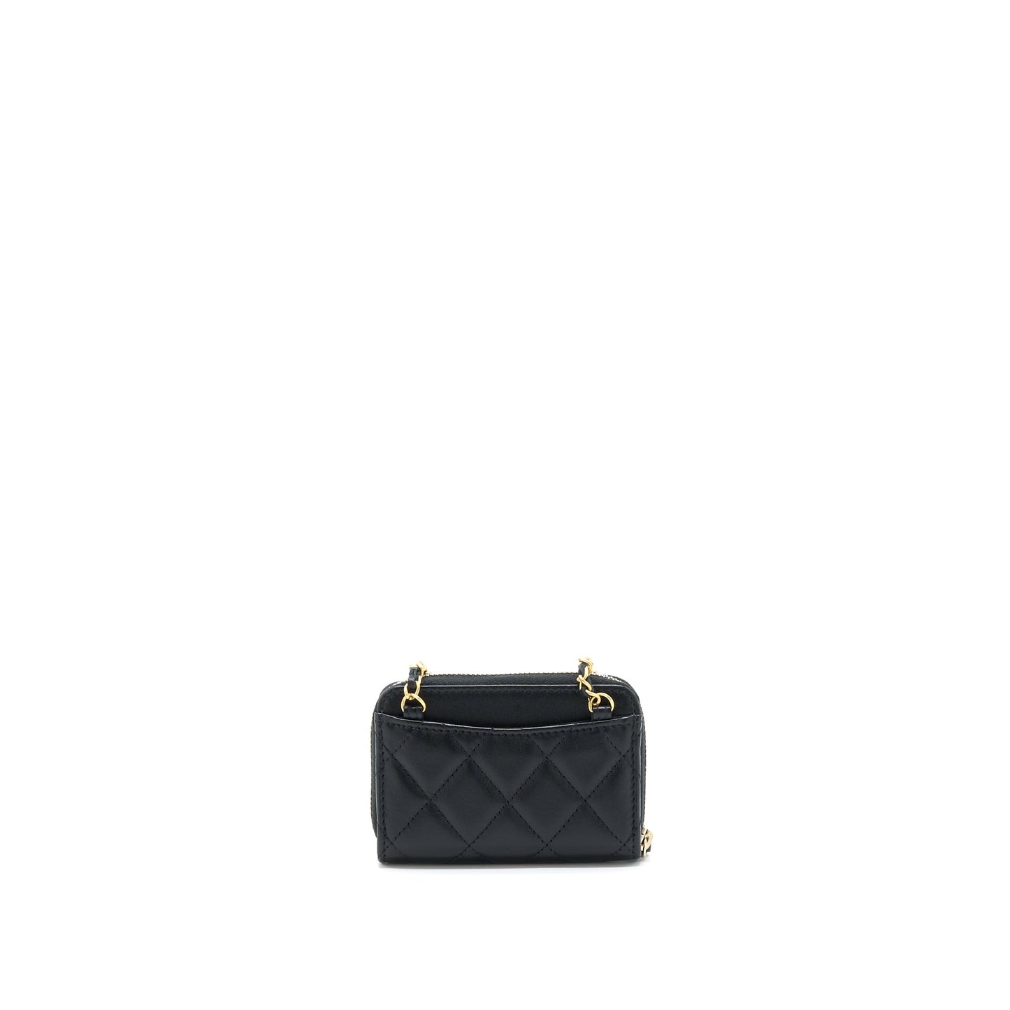 Chanel 22C Pearl Crush  holder With Chain Lambskin Black GHW