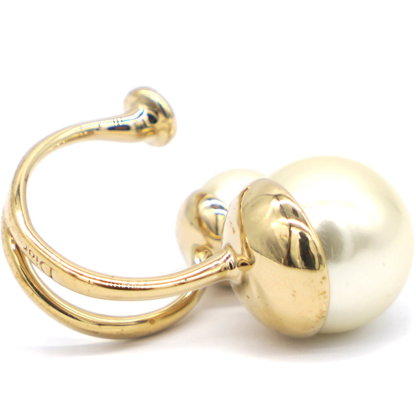 Dior Ultradior Faux Pearl Gold Tone Ring 53