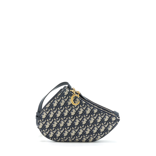 Dior Saddle Pouch Blue Oblique Canvas GHW