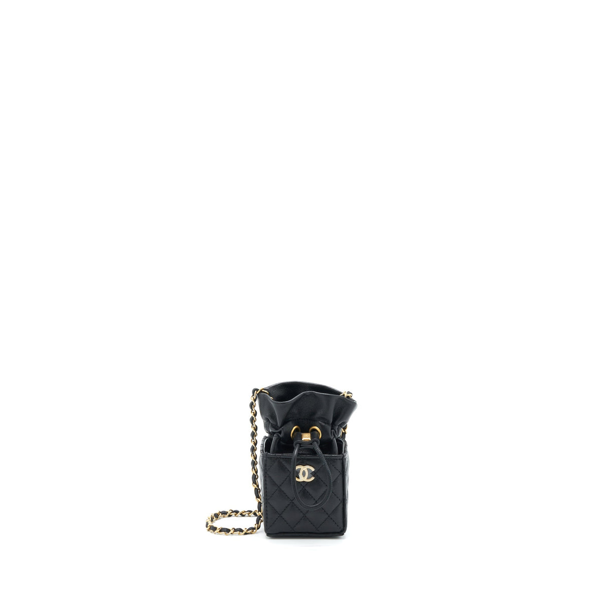 Chanel Mini Vanity Pouch With Chain Lambskin Black GHW