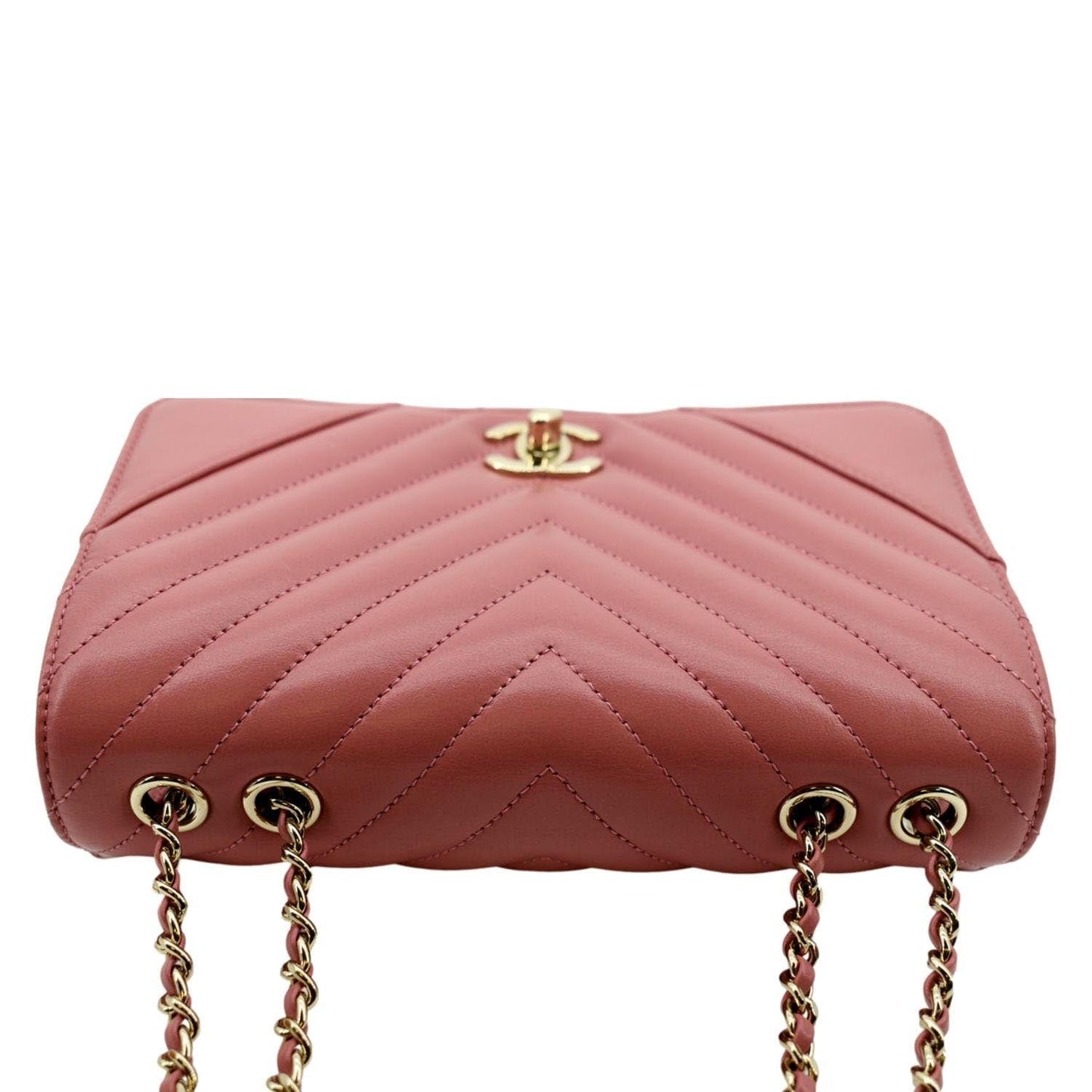 CHANEL Statement Flap Mini Quilted Chevron Crossbody Bag Pink