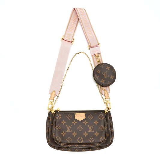 Louis Vuitton Multi Pochette Accessories Pink Strap Monogram Canvas GHW
