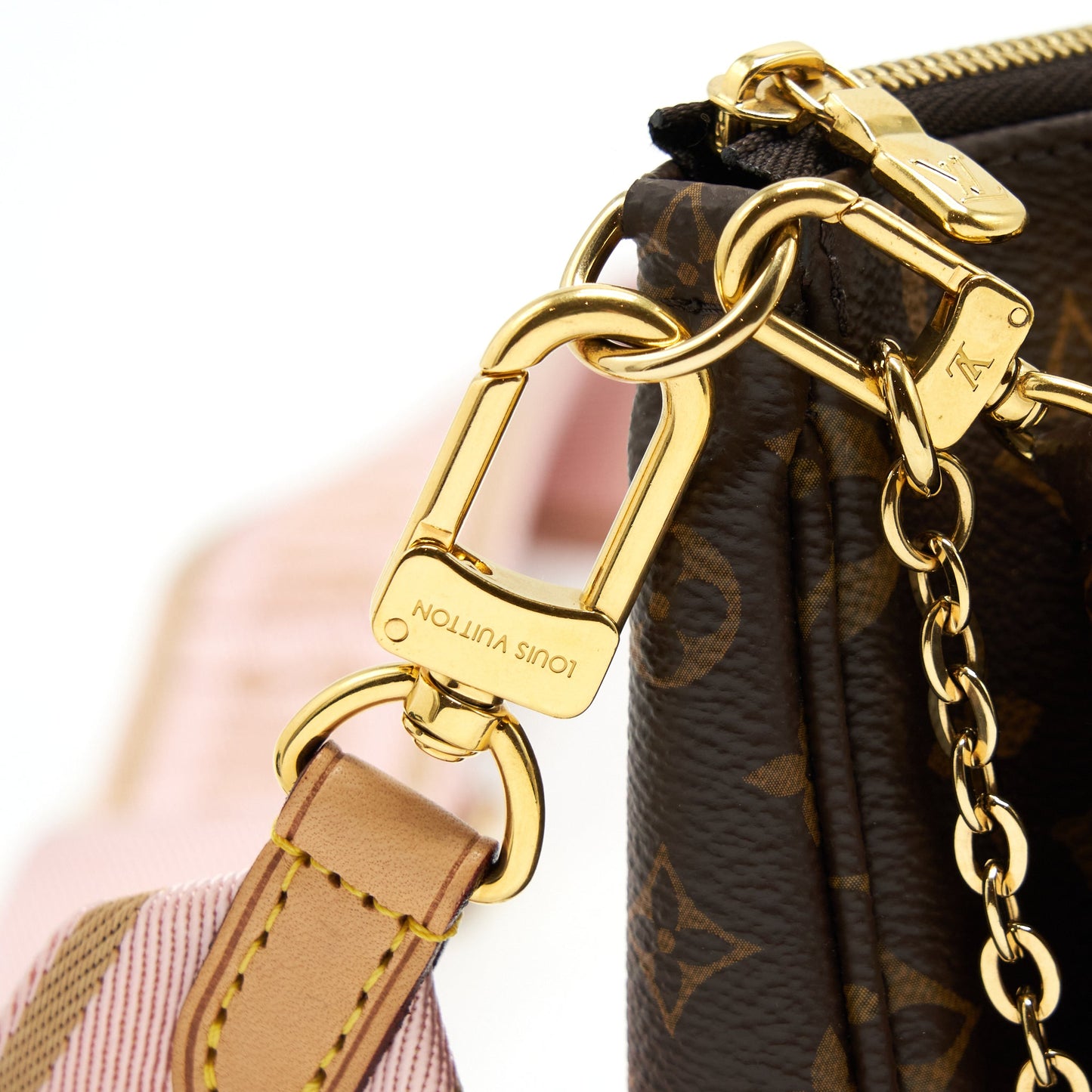 Louis Vuitton Multi Pochette Accessories Pink Strap Monogram Canvas GHW