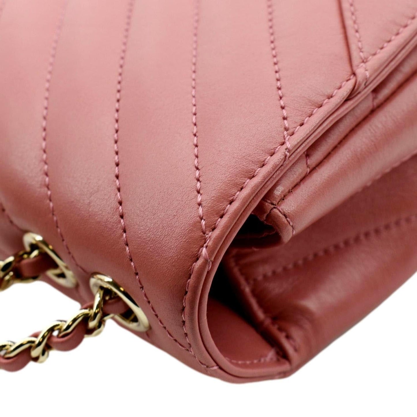 CHANEL Statement Flap Mini Quilted Chevron Crossbody Bag Pink