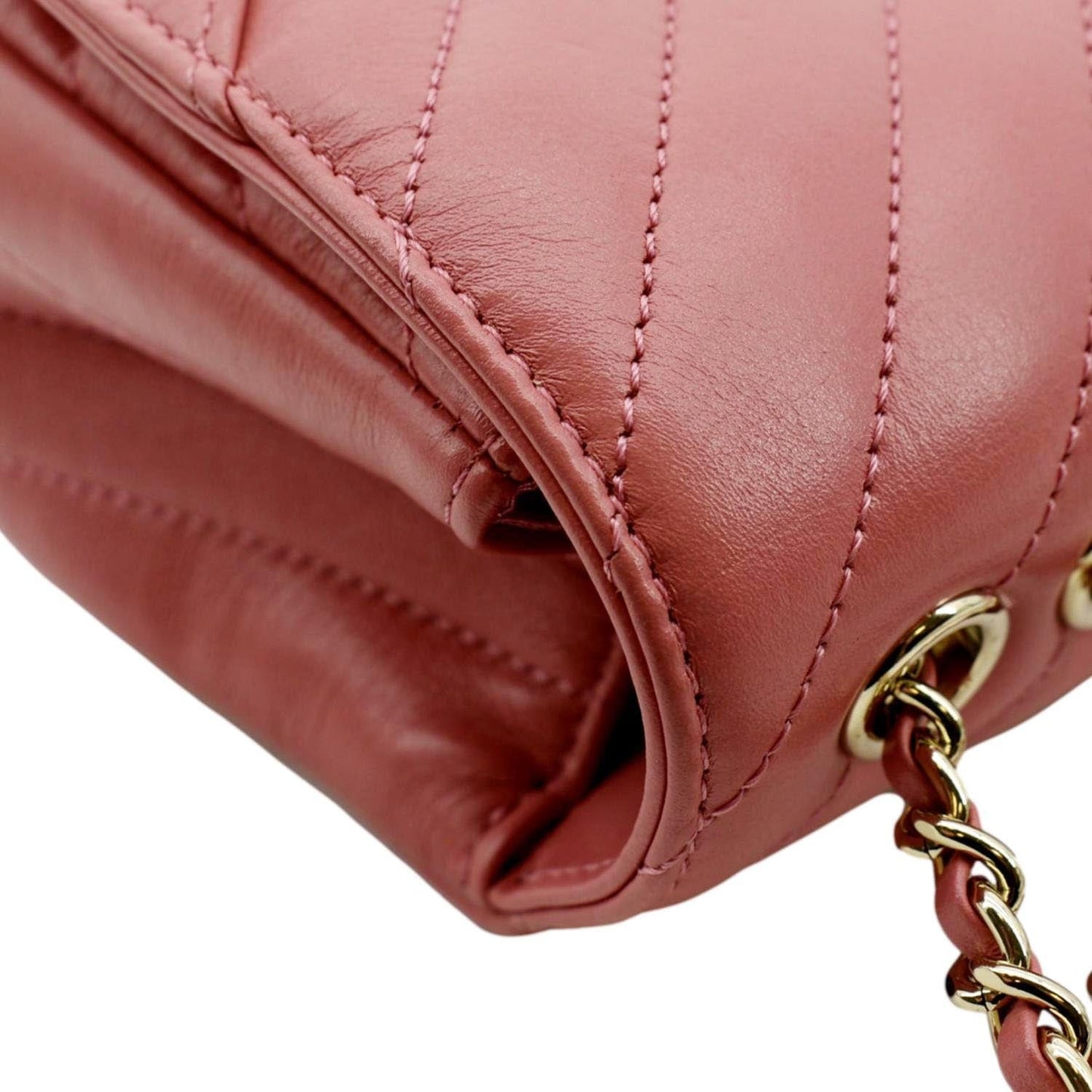 CHANEL Statement Flap Mini Quilted Chevron Crossbody Bag Pink