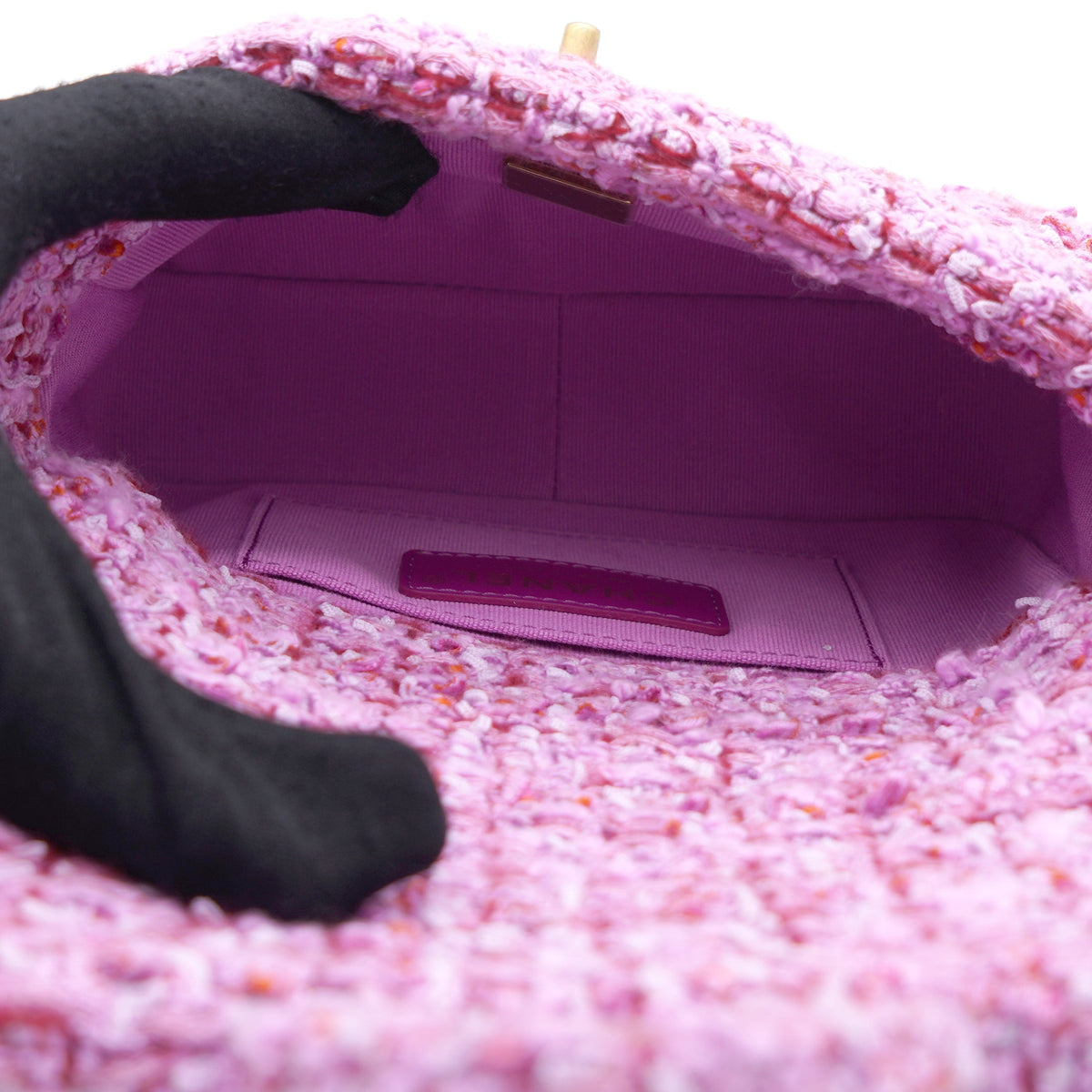 Chanel Pink Tweed Classic Flap Square