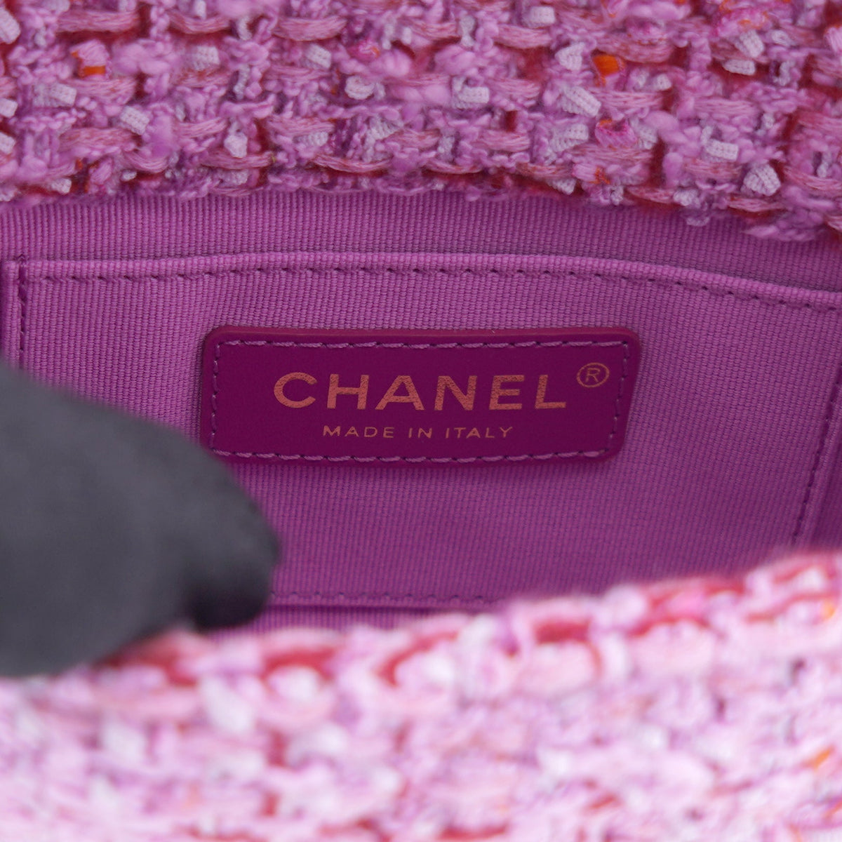 Chanel Pink Tweed Classic Flap Square