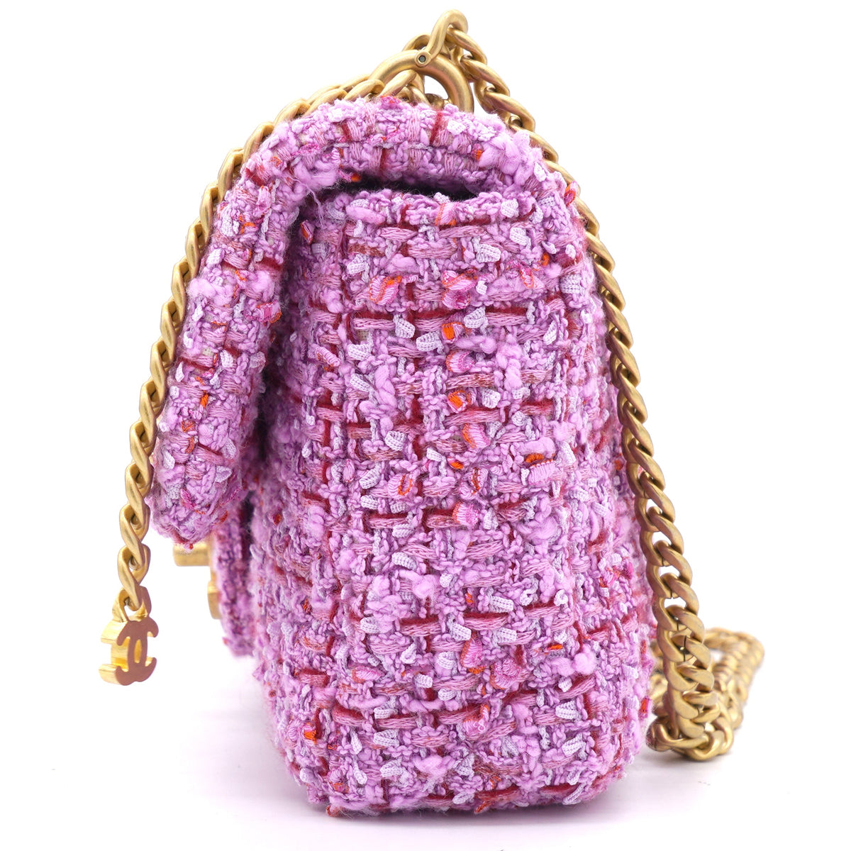 Chanel Pink Tweed Classic Flap Square