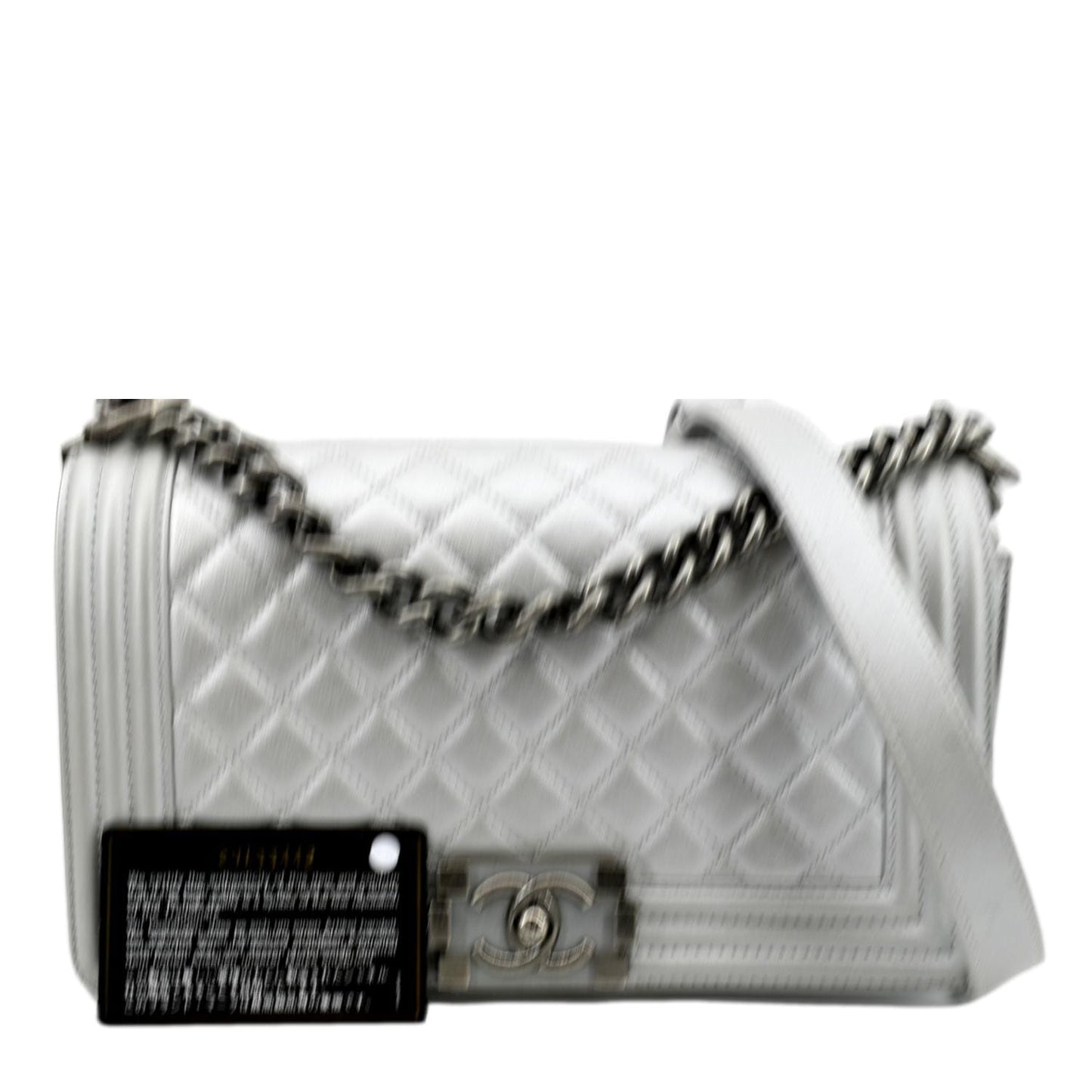 CHANEL Medium Boy Flap Quilted Leather Crossbody Bag Silver