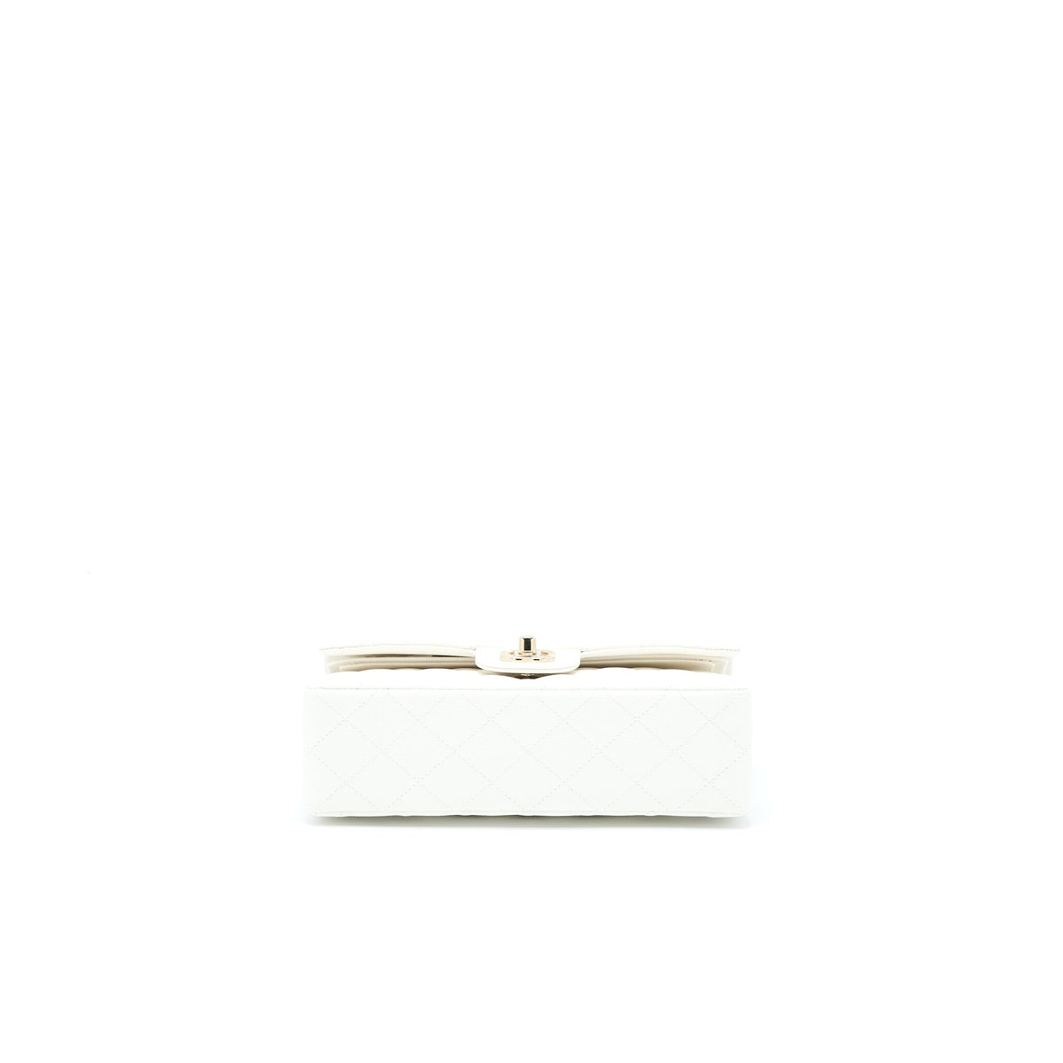 Chanel Small Classic Flap Bag Caviar White LGHW (Microchip)