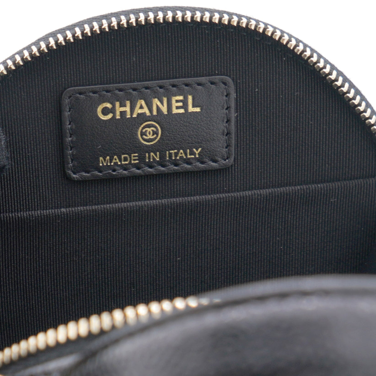 Chanel Mini Round Purse Vanity Caviar Leather Black