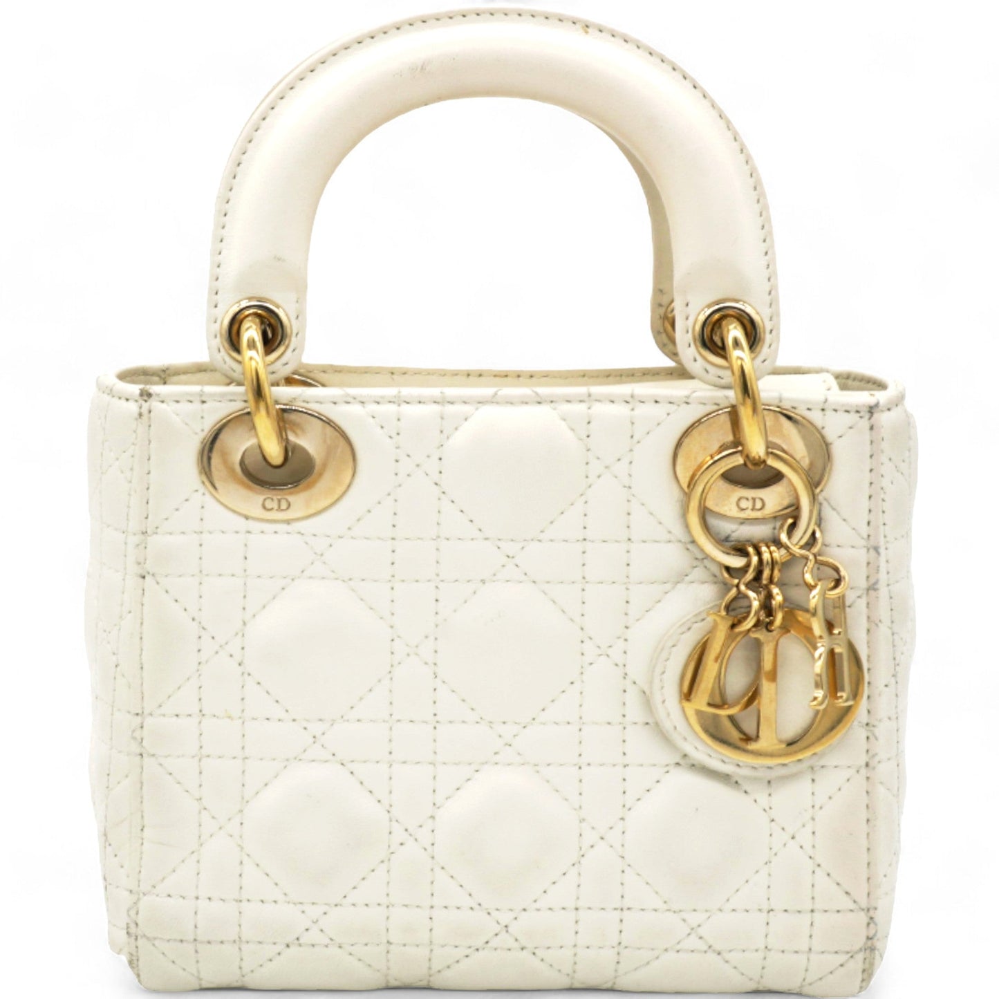 Dior Patent Cannage Mini Lady Dior Ivory