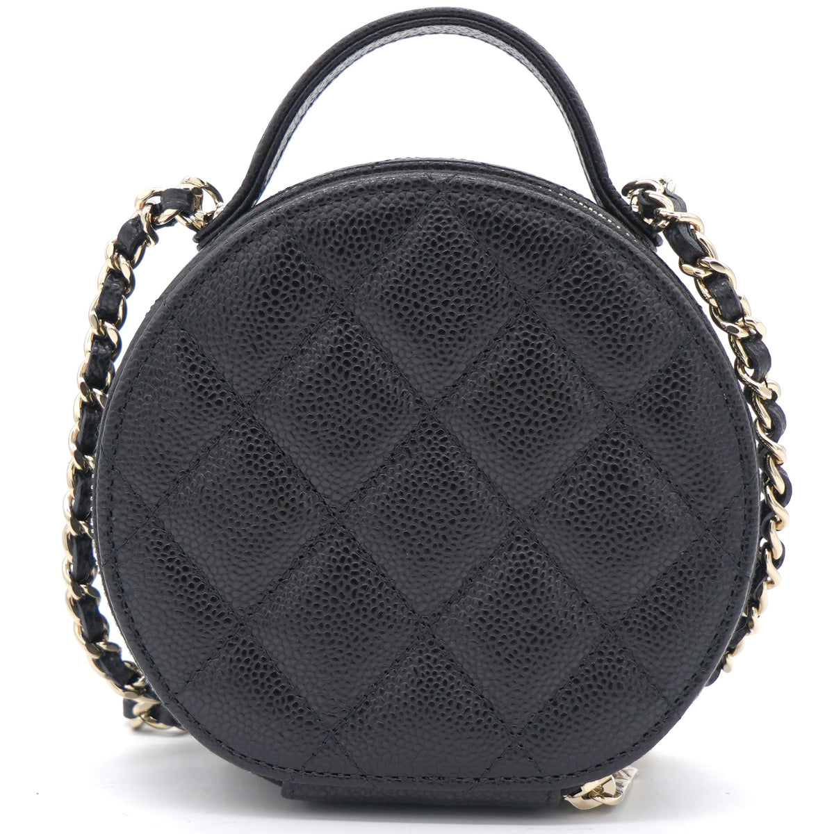 Chanel Mini Round Purse Vanity Caviar Leather Black