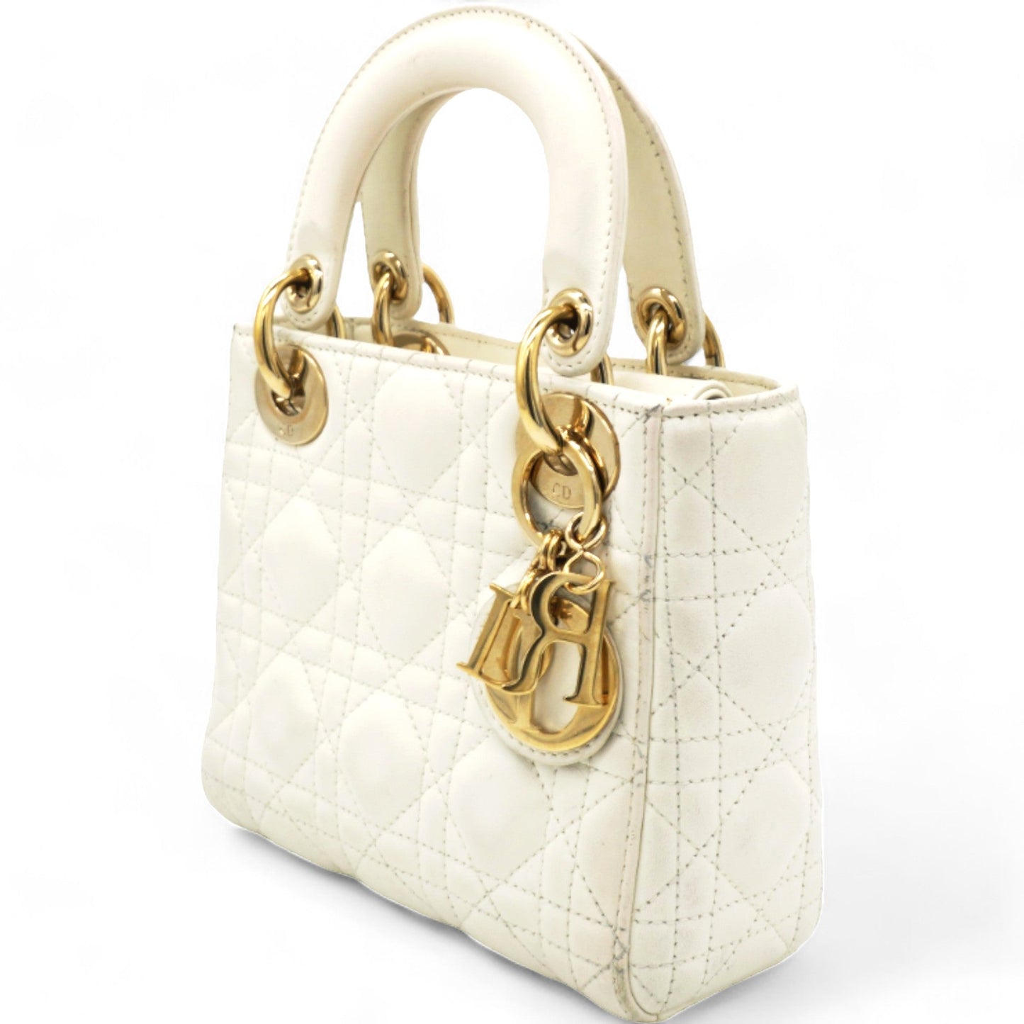 Dior Patent Cannage Mini Lady Dior Ivory