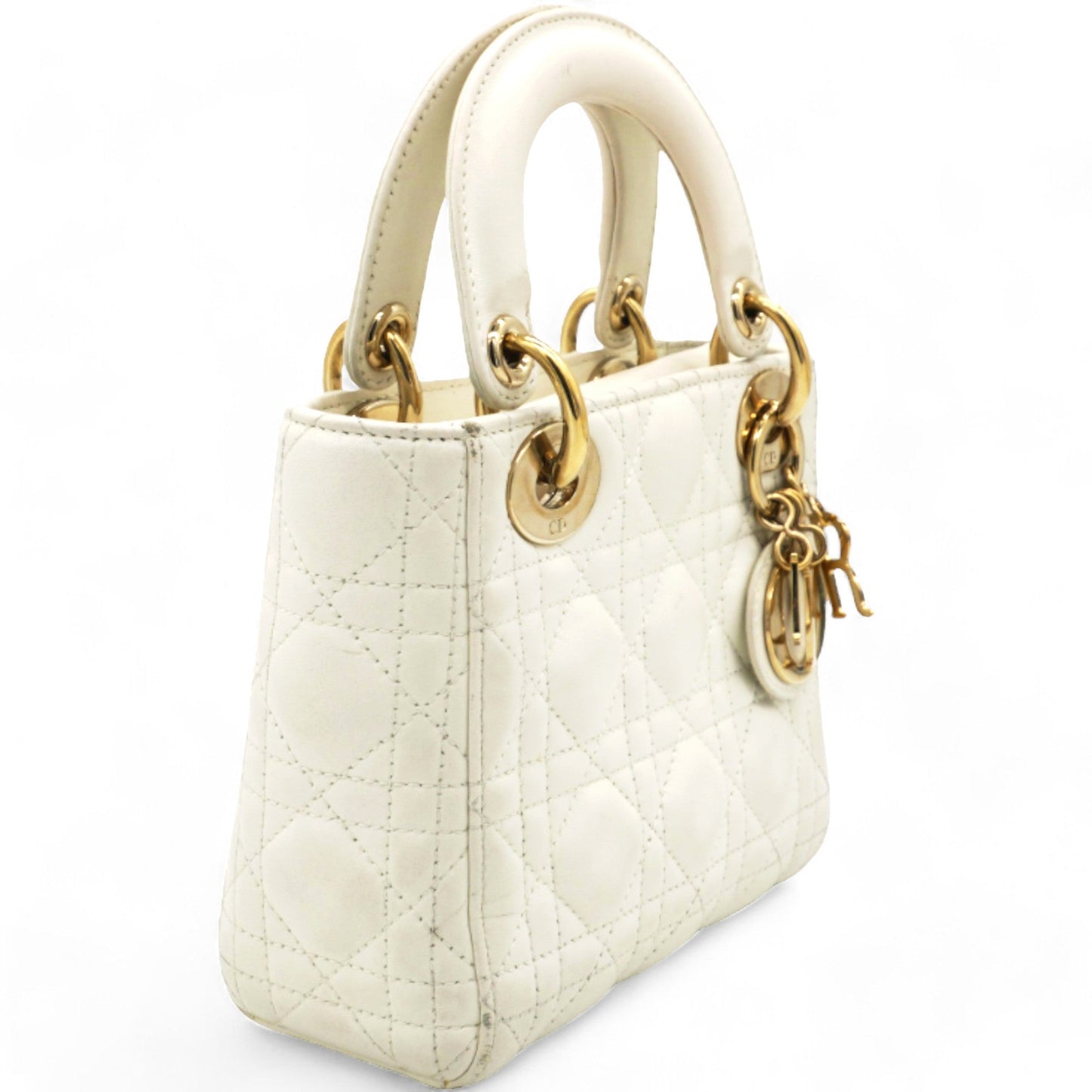 Dior Patent Cannage Mini Lady Dior Ivory