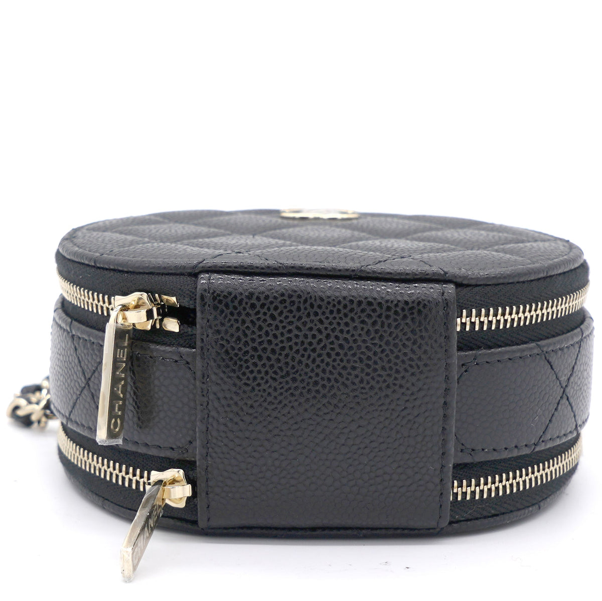 Chanel Mini Round Purse Vanity Caviar Leather Black